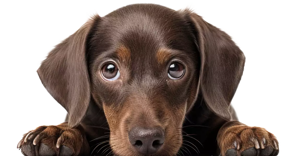brown small dog peeking